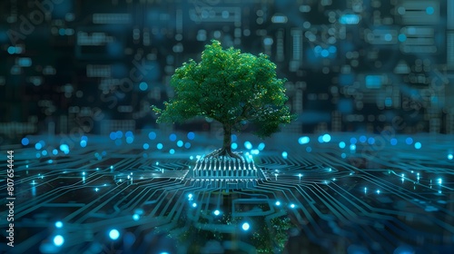 tree on circuit technology. ecology concept