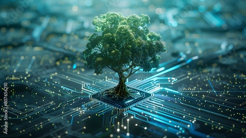 tree on circuit technology. ecology concept