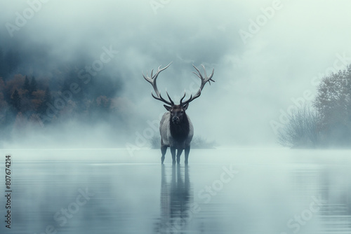 Portrait of majestic deer stag in the forest