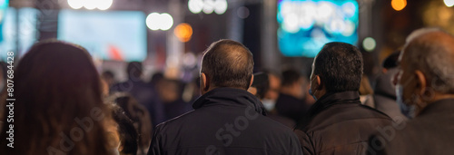 Rally, group of people gather in the city for a demonstration, stock photo