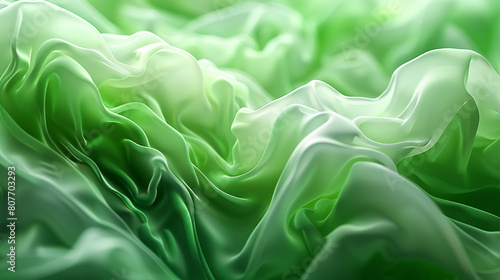 A green fabric with a wave pattern. The fabric is made of a material that looks like it is made of plastic