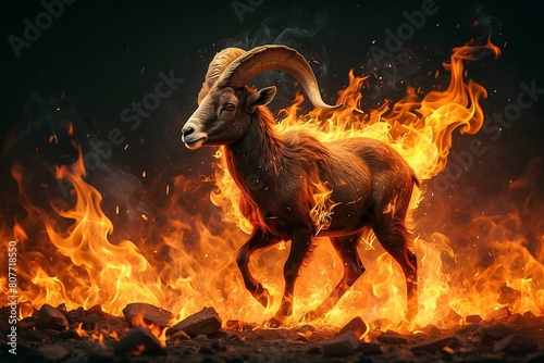 Bighorn sheep in fire 