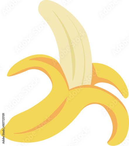 Banana pealed with half skin