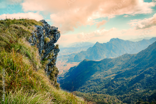 Scenery of beautiful mountain ranges at Phu Chi Fa