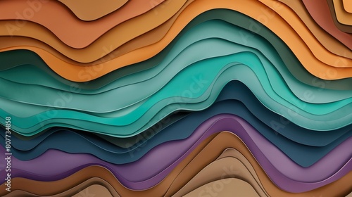 bunte organische Wellen aus Papier, abstrakter Hintergrund