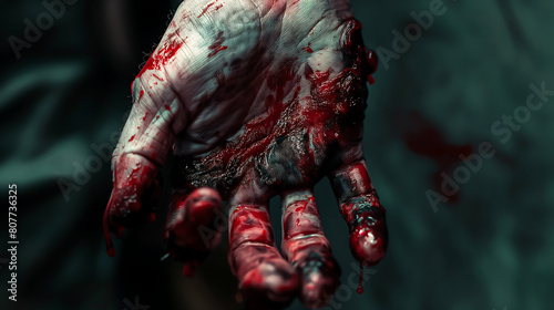 Scary ghost hands, hands with blood, Zombie hand, Halloween festival concept
