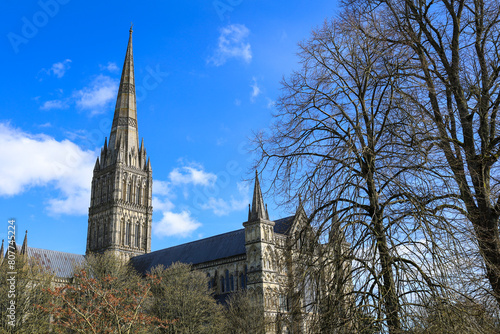 Colossal Salisbury Cathedral on a clear day