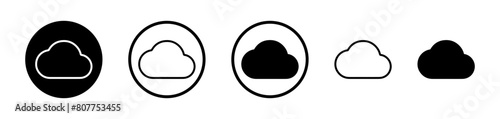 Cartoon Cloud Icon Set. Fluffy sky cloud vector symbol.