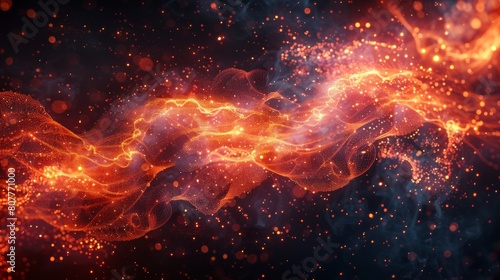 A long, orange, glowing line of fire with a blue background