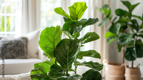 lush and vibrant fiddle-leaf fig plant, with its large, glossy leaves and iconic violin-shaped foliage creating a striking focal point in any indoor space, adding a touch of elegance 