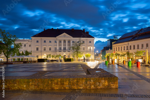 2023-05-15; City Hall in main square Rynek of Kielce, Poland