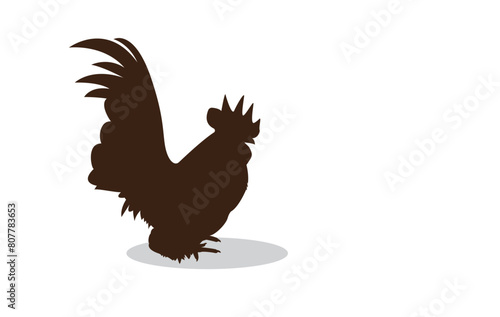 Bantam chicken silhouette vector illustration, male bantam chicken, bantam chicken design
