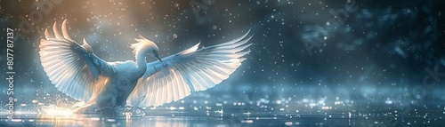 White wings floating gently in a surreal, ethereal setting