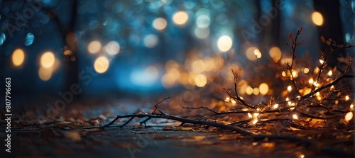 Blurred christmas tree lights in the city night background 