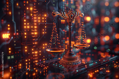 Law concept. Compliance, regulation, standard , business policy and responsibility for guarding against unintended bias in machine learning algorithms, 3D illustration