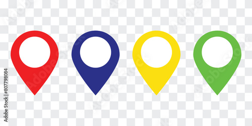 4 location pin set. Map pin location icons Vector illustration with transparent background.