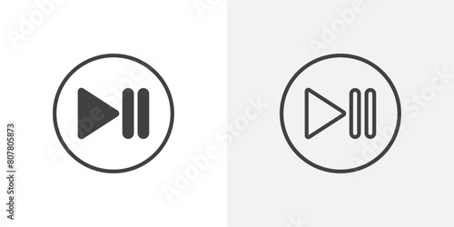 Media Playback Icons Set. Vector symbols for play and pause functions in audio and video.