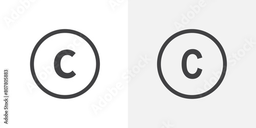Intellectual Rights Icon Set. Vector symbols for copyright and trademark protection.