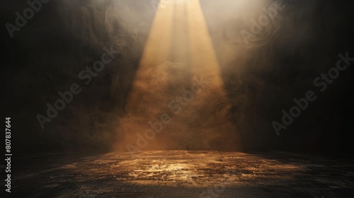 Golden Light Spotlight on Dark Stage