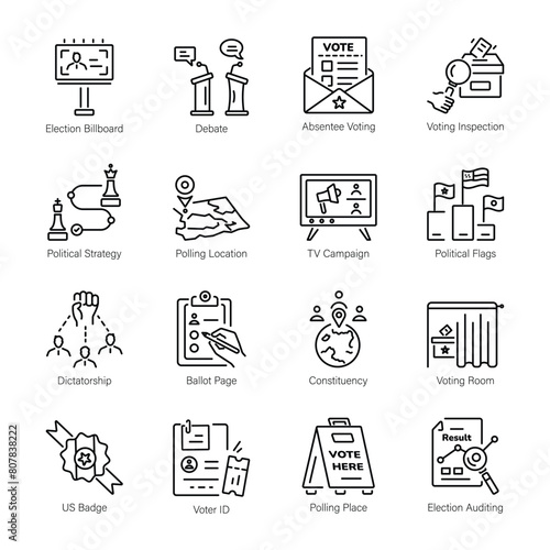 Collection of Election Campaign Linear Icons