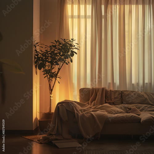 A relaxed atmosphere with harmony and appropriate lighting for relaxation