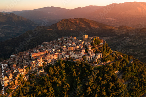 Sunset over the ancient Italian village of Polina