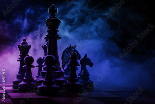 monarch on the night,Start with a dark, moody background to set the atmosphere for the epic chess battle