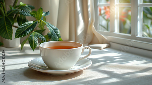 Cup of Tea on Saucer by Window