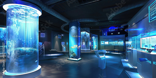 Interactive Museum Exhibition Design Studio Floor: Displaying exhibit concept boards, interactive display prototypes, immersive experience design labs, and designers