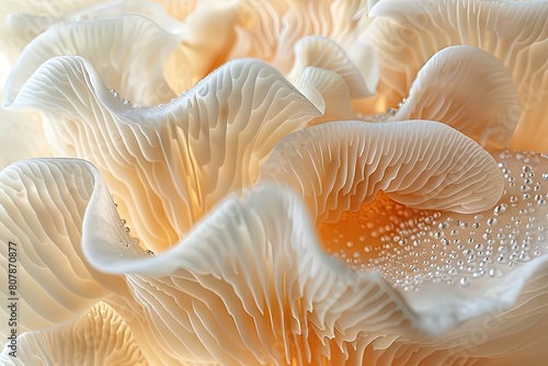 A close up of a white mushroom with a lot of detail
