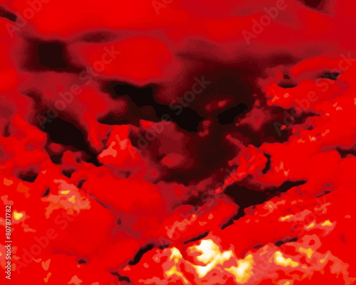 猛るように爆発する真っ赤な炎のイメージイラストレーション