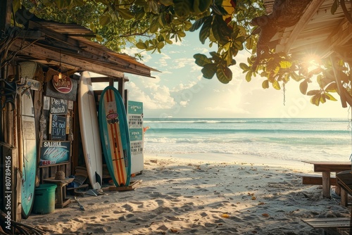 Surfboard shop on the beach