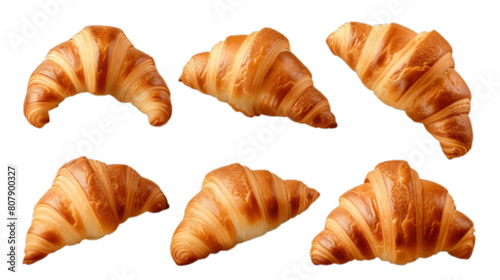 Set of croissants isolated on transparent background