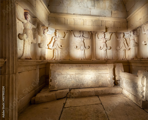 Inside of The Thracian Tomb of Svestari near Isperih in Bulgaria, where is the grave of Dromichaetes - the king of the Getae on both sides of the lower Danube around 300 BCE.