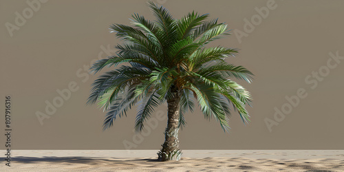 Palm tree on sandy beach in the town of dahab egypt 