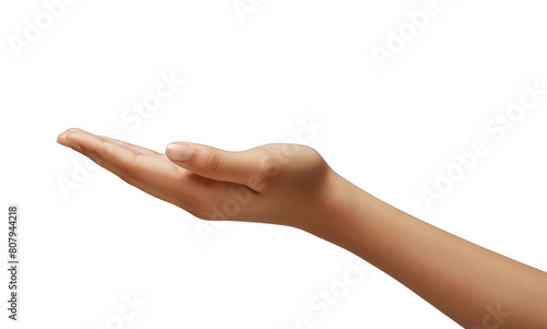 hand showing something isolated on white