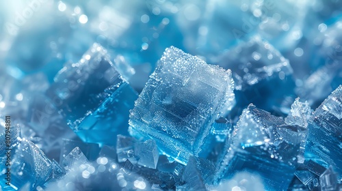 Sugar crystals magnified to resemble frost, visualizing sweetness in a cold, textured close-up