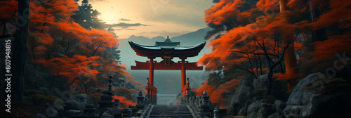 Vibrant Fushimi Inari Shrine Torii Gates in Kyoto, Japan - iconic orange archways in ancient Shinto shrine's path