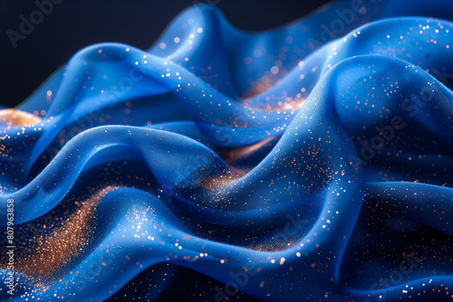 Silk fabric weaves through cosmos with golden stars - Generative AI
