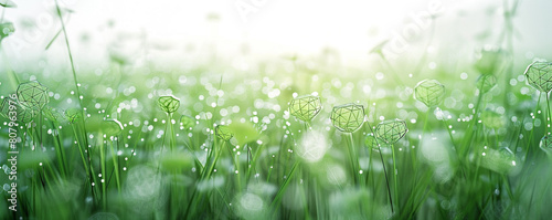 Meadow dew gradient from fresh green to morning mist in a spring abstract wireframe dewy fresh