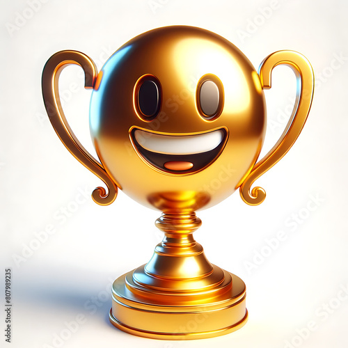 Emoji 3d, Coupe de Champion , isolé sur fond blanc