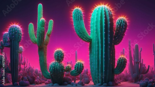 Cinco De Mayo Neon Cactus Background