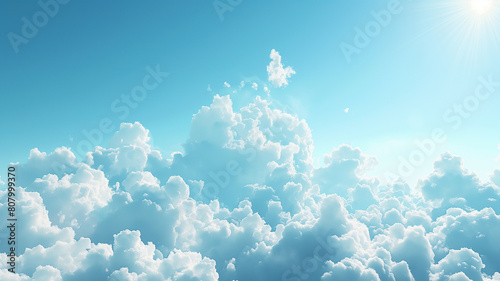 The sky is filled with clouds, and the blue color is very bright