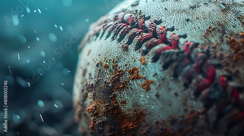 A closeup of Baseball, against Diamond as background, hyperrealistic sports accessory photography, copy space