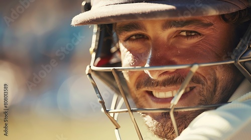 A closeup of Bowler Beaming Cricket