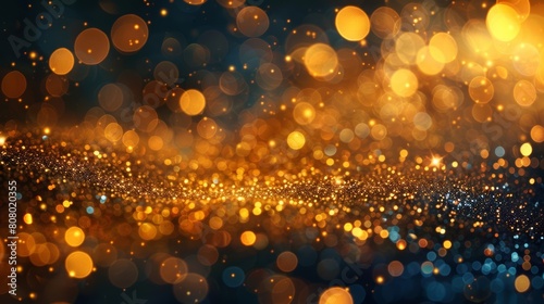 abstract glitter background with golden lights and bokeh, golden background for design