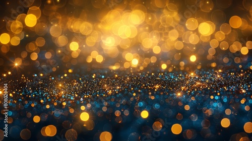 abstract glitter background with golden lights and bokeh, golden background for design