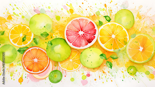 A vibrant watercolor splash background in citrus hues, evoking the zest of summer fruits