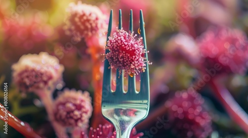An alarming view of bacteria on a fork, highlighting the necessity of washing utensils properly