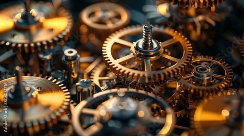 A clockwork mechanism interlaced with gold gears, symbolizing the intricate timing of gold trades